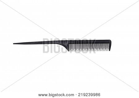 Professional Black Rattail Comb Hair on isolated