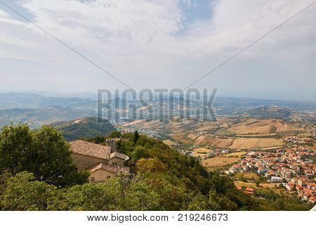 San Marino, Panoramic View Of The Local Surroundings.