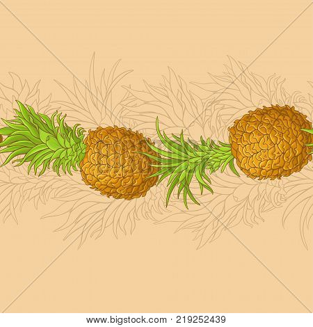 pineapple fruit vector pattern on color background