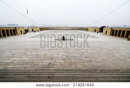 Ataturk mausoleum in Ankara on cloudy day