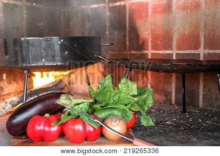 Cooking On The Disks Of Plowing The Land Typical Kitchen Of The Pampa Argentina