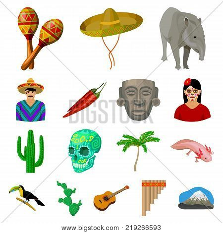 Country Mexico cartoon icons in set collection for design. Mexico and landmark vector symbol stock  illustration.