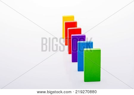 Coorful Domino Blocks On White Background