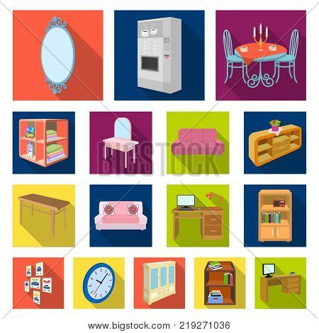 Furniture and interior flat icons in set collection for design. Home furnishings vector isometric symbol stock  illustration.