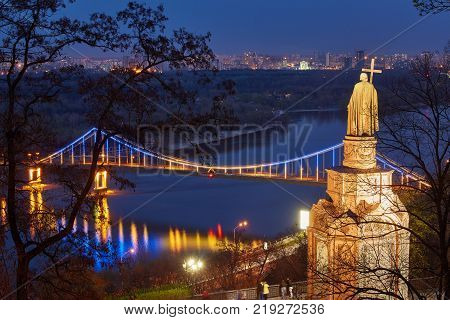 Statue of Vladimir the Great over cityscape, Kiev