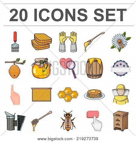 Apiary and beekeeping cartoon icons in set collection for design.Equipment and production of honey vector symbol stock  illustration.
