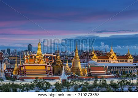 Wat Phra Keaw And Grand Palace At Bangkok City Thailand