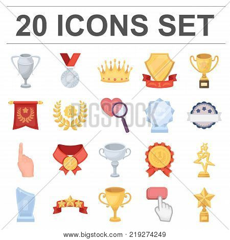 Awards and trophies cartoon icons in set collection for design.Reward and achievement vector symbol stock  illustration.