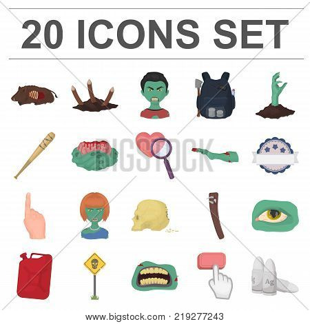 Zombies and Attributes cartoon icons in set collection for design. Dead man vector symbol stock  illustration.