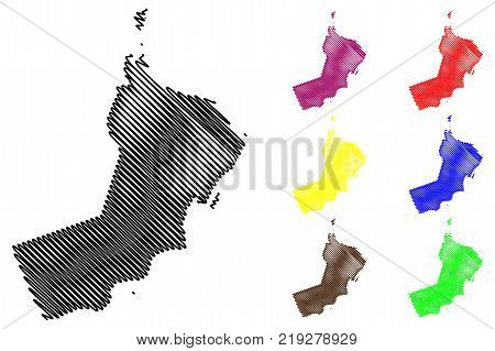 Oman map vector illustration , scribble sketch Sultanate of Oman