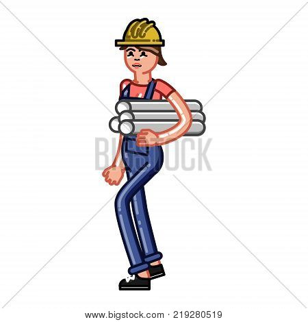 Builder bears drawings. Vector sketch cartoon illustration.