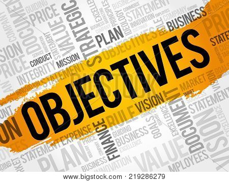 Objectives Word Cloud Collage Business Concept Background