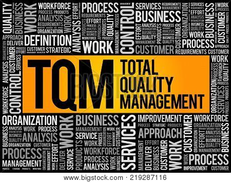 TQM - Total Quality Management word cloud business concept background