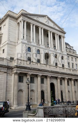London United Kingdom - October 30th 2017:- The bank of England Central bank of the UK located on Threadneedle Street