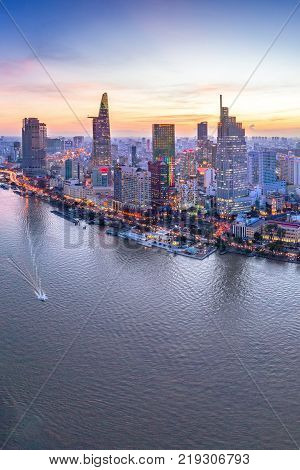 Ho Chi Minh, Vietnam - Nov 18, 2017: Royalty High Quality Free Stock Image Aerial View Of Ho Chi Min