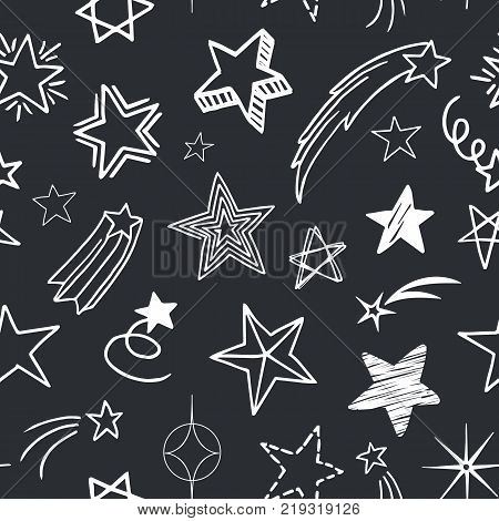 Seamless pattern of different stars. Vector illustration