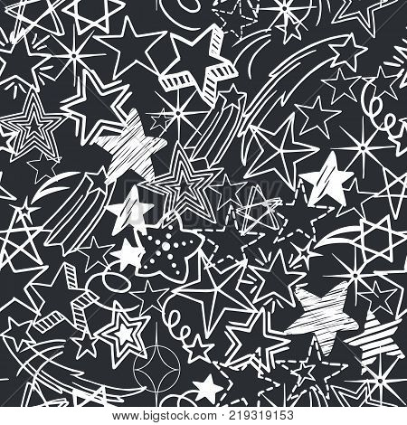Seamless pattern of different stars. Vector illustration
