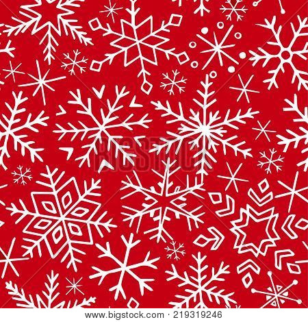 Seamless pattern of different snowflakes. Vector illustration