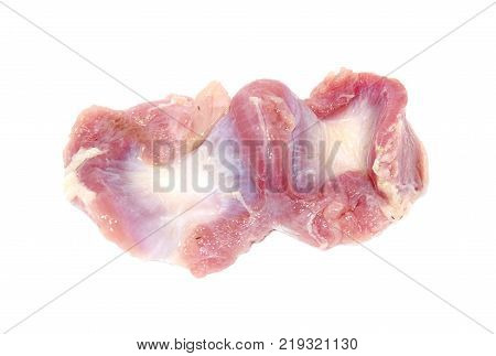 Raw fresh meat chicken offals - stomach isolated on white background