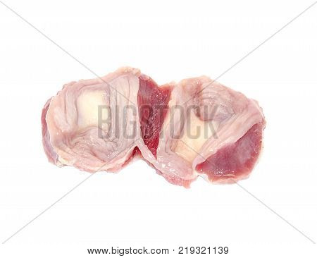 Raw fresh meat chicken offals - stomach isolated on white background