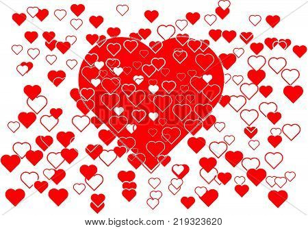 little heart on a big red heart background