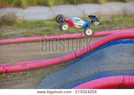 Prague, Czech Republic, - November 01, 2014: Radio Controlled model of sport rally car