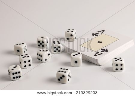 Playing and dice for the game in the 