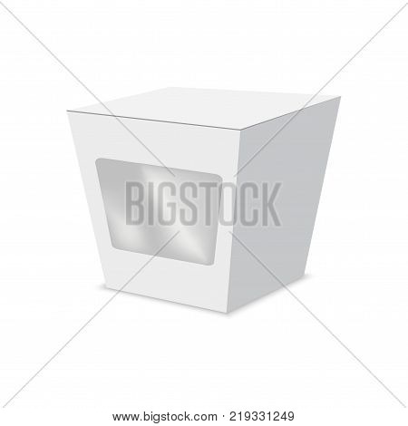 Vector illustration of die cut craft box with window . Package Mock up.