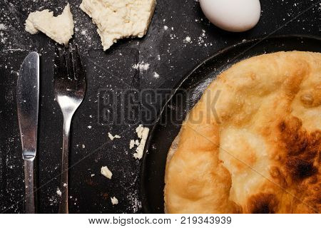 nourishing imeretian khachapuri recipe. fatty delicious unhealthy food. georgian cuisine