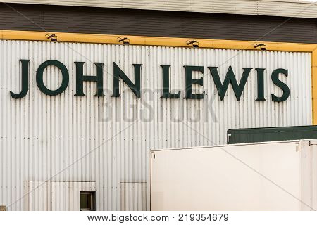 Northampton UK December 07, 2017: John Lewis logo sign in Brackmills Industrial Estate.