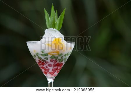 Thai dessert tub tim krob in a glass