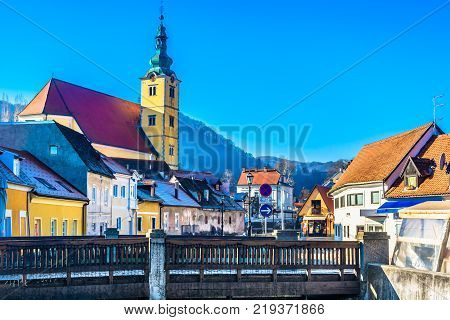 Scenic view at old architecture in tourist resort of Samobor town, Croatia Europe.