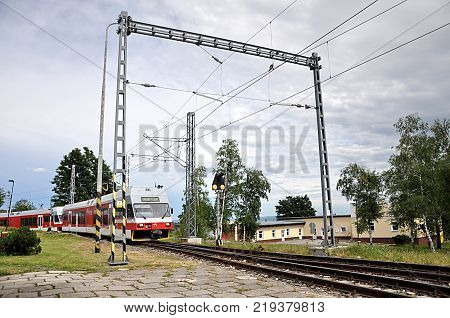 detail view modern railays in station , Slovakia, Europe