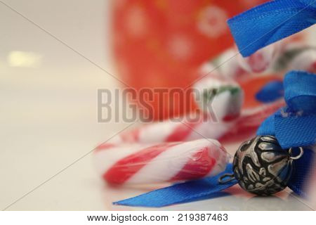 Christmas Decoration With Bell And Sugar Stick