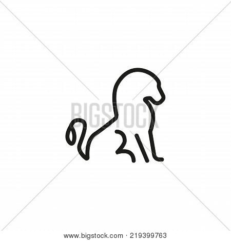 Line icon of sitting line outline. Zoo, lion cage pointer, safari. Animals concept. Can be used for signboards, poster, brochure pictograms