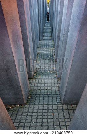 Berlin, Germany - September 23, 2015: Holocaust Memorial, Berlin, Germany, Europe