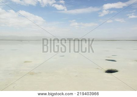 Qinghai salt lake. Very silent place. Nobody around.