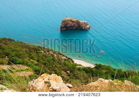 view of the rock named after St. George in the Black Sea Cape Fiolent Ukraine Kherson