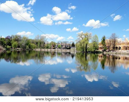Landscape of Oakbank Pond in Thornhill Canada May 17 2016
