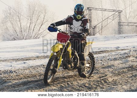 Motorcycle On Studded Tires.