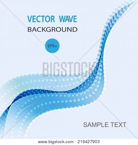 Vector abstract background. Blue wave, wave motion.