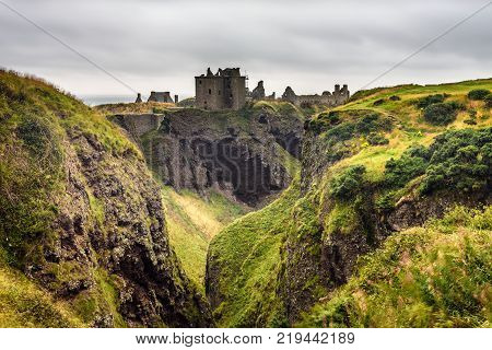 Dunnottar Castle and its surroundings, Scotland, United Kingdom.