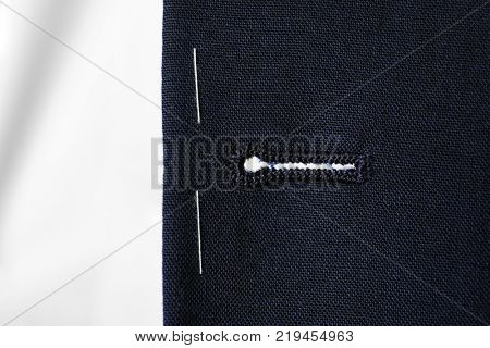Elegant semi-ready suit, closeup