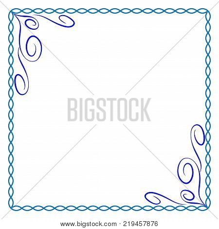 Frame blue. Colorful framework isolated on white background. Decoration chain concept. Modern art scoreboard. Border from ovals and curves. Decoration banner rim. Stock vector illustration