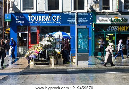 9 may 2014-dublin-ireland- people walking in the street of Dublinireland