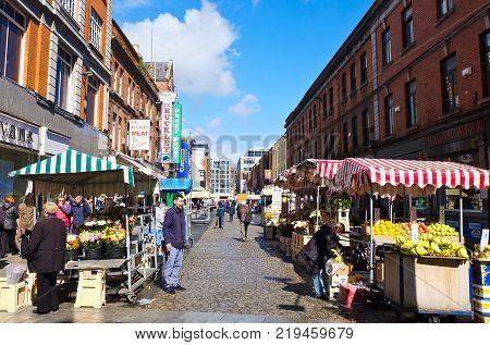 9 may 2014-dublin-ireland- people walking in the street of Dublinireland