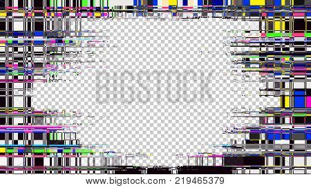 Glitch frame. Display error background. Computer screen digital noise. Abstract business design. Video game glitch. TV signal fail. Technical problem grunge wallpaper.