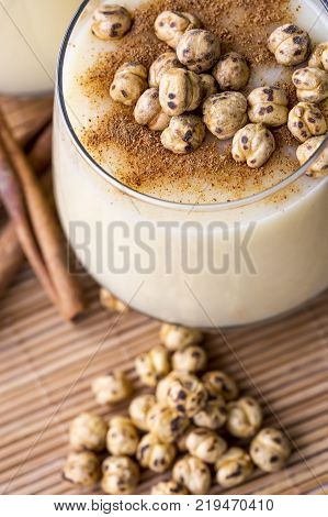 Boza or Bosa, traditional Turkish drink with roasted chickpea