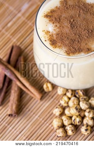 Boza or Bosa, traditional Turkish drink with roasted chickpea