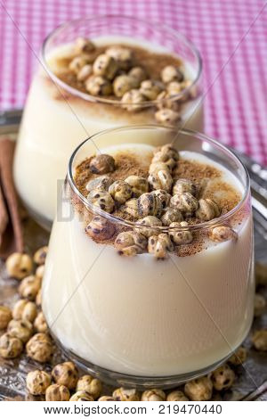 Boza or Bosa, traditional Turkish drink with roasted chickpea